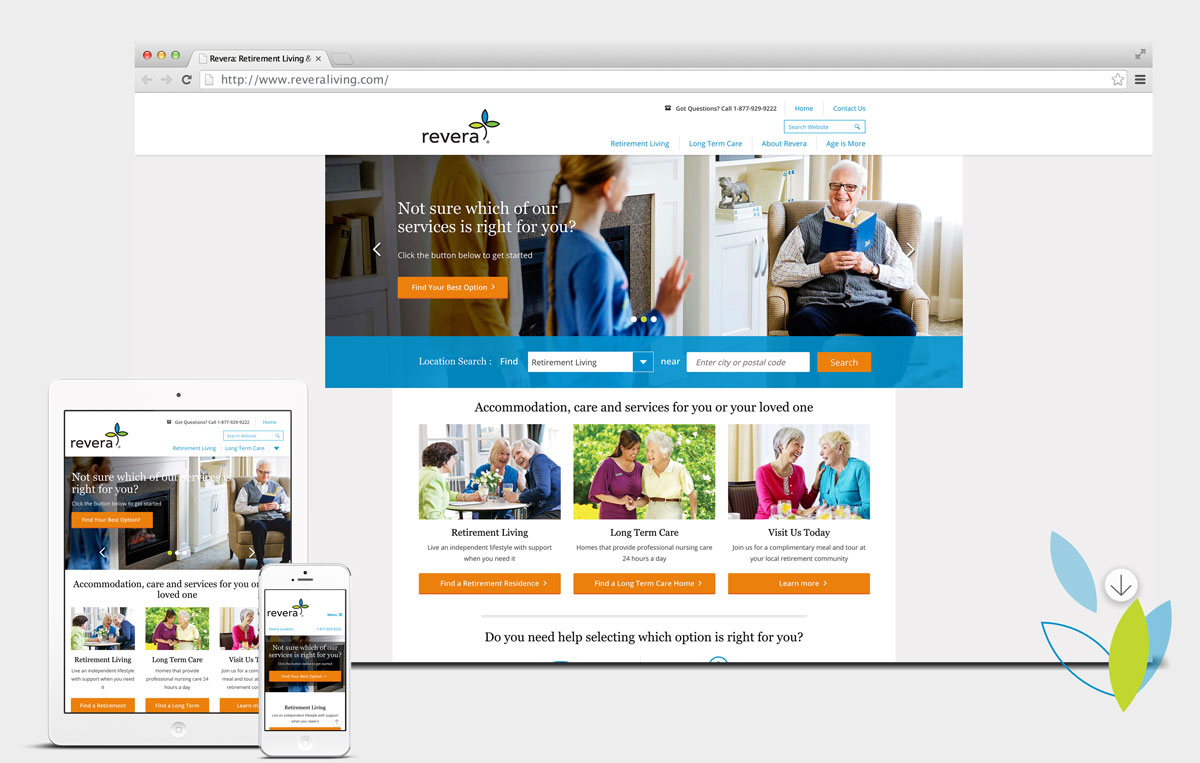 Revera Living website on various devices.