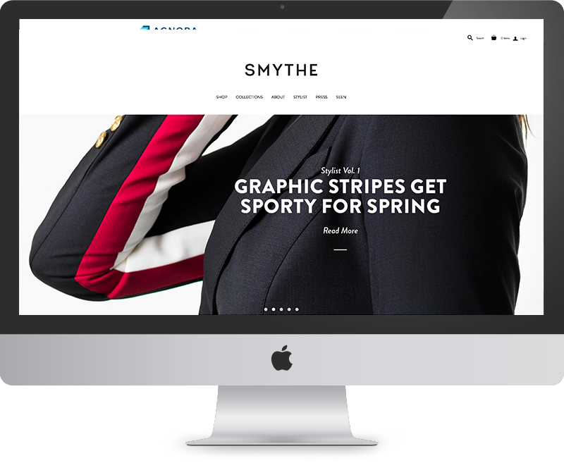 Mock up of the SMYTHE website on a desktop computer